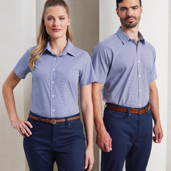 Premier Ladies Gingham Short Sleeve Shirt Thumbnail