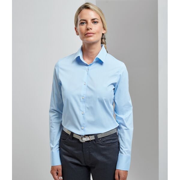 Premier Ladies Long Sleeve Stretch Fit Poplin Shirt Thumbnail