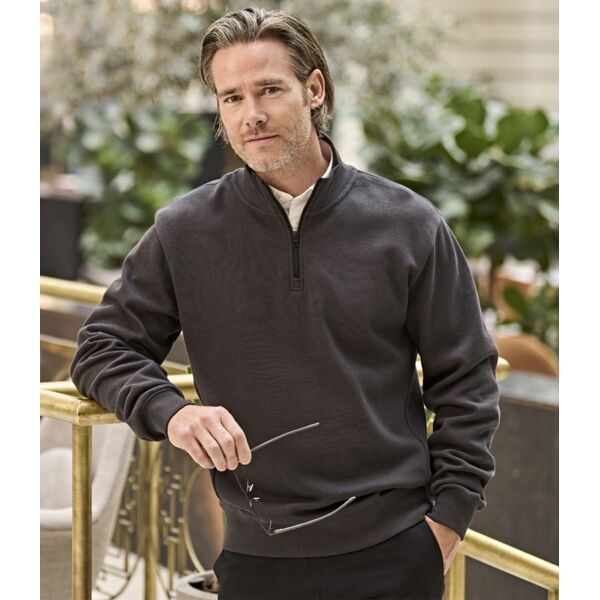 Tee Jays Ribbed Interlock Half Zip Sweatshirt Thumbnail